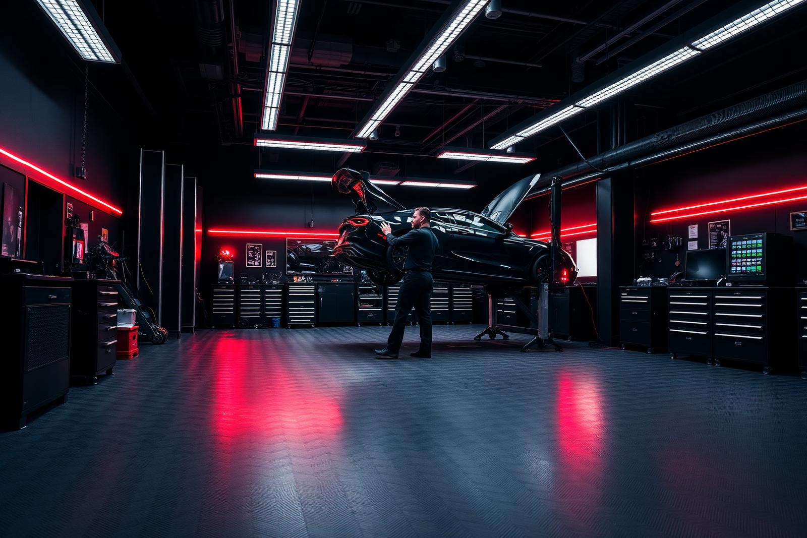 Interior da oficina WS Centro Automotivo em Vila Velha